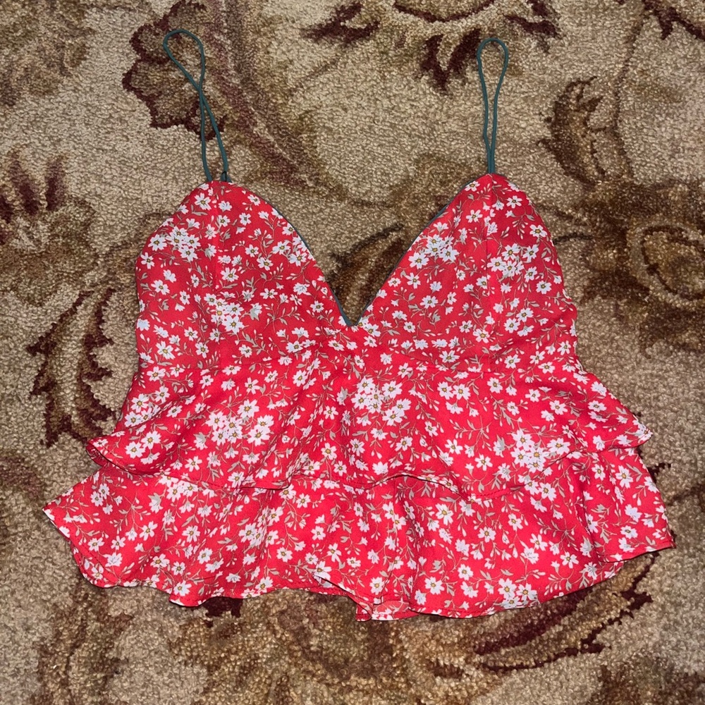 Dress Forum Red Floral Crop Top